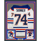 Framed Autographed/Signed Stuart Skinner 35x39 Edmonton White Jersey BAS COA