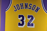 MAGIC JOHNSON (Lakers yellow TOWER) Signed Autographed Framed Jersey Beckett