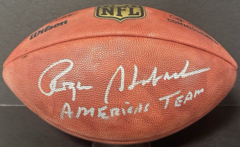 Roger Staubach Signed Wilson Duke Football Cowboys Americas Team Auto Fanatics