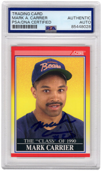 Mark Carrier Signed Bears 1990 Score Rookie Football Card #614 - (PSA Slabbed)