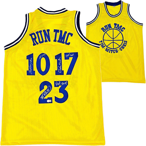 WARRIORS RUN TMC AUTOGRAPHED YELLOW JERSEY 3 SIGS MULLIN HARDAWAY HOF BECKETT