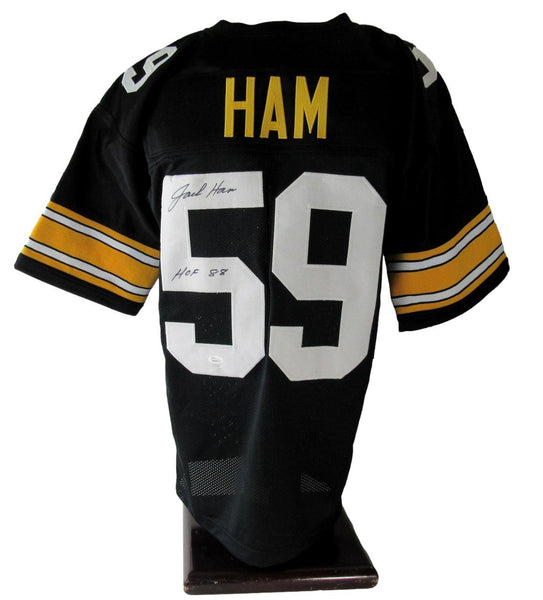 Jack Ham HOF Signed/Inscribed Black Steelers Custom Football Jersey JSA XHC70