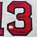 Autographed/Signed Doug Mientkiewicz Final Out! Boston White Jersey BAS COA
