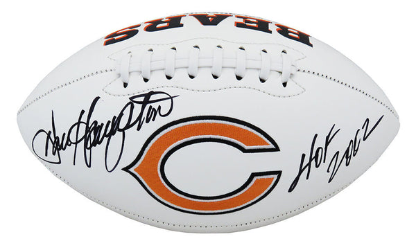 Dan Hampton Signed Chicago Bears White Logo Football w/HOF 2002 -(SCHWARTZ COA)