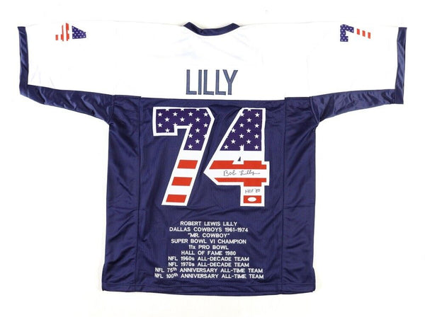 Bob Lilly Signed Dallas Cowboys Stars & Stripes America's Team Jersey (JSA COA)