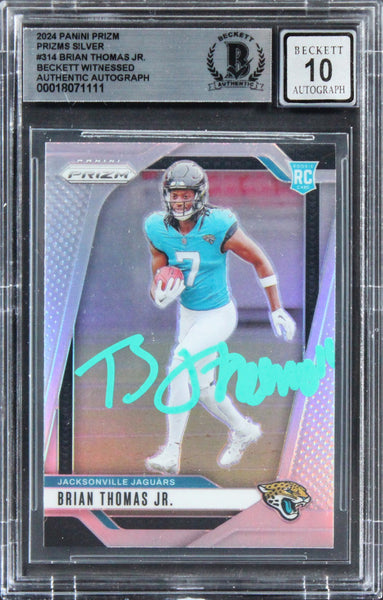 Brian Thomas Jr. Signed 2024 Panini Prizm Silver #314 RC Card Auto 10! BAS Slab