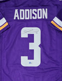 Vikings Receiver JORDAN ADDISON Signed Custom Replica Purple Jersey - BAS