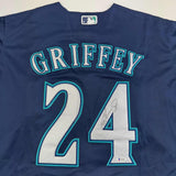 Autographed/Signed Ken Griffey Jr. Seattle Blue Baseball Jersey Beckett BAS COA