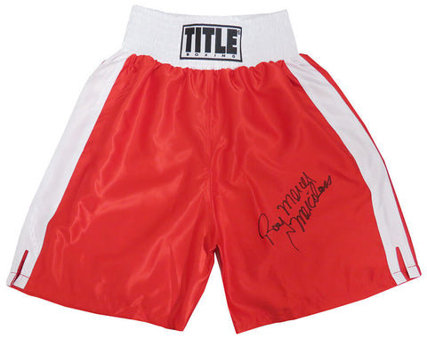 Ray Mercer Signed Title Red With White Trim Boxing Trunks w/Merciless - (SS COA)