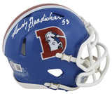 Broncos Randy Gradishar Signed 1975-96 TB Speed Mini Helmet White Sig BAS Wit
