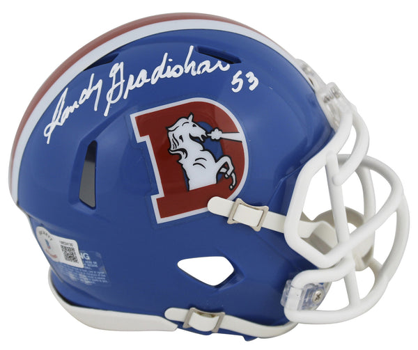 Broncos Randy Gradishar Signed 1975-96 TB Speed Mini Helmet White Sig BAS Wit