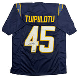 Autographed/Signed Tuli Tuipulotu LA Navy Blue Football Jersey JSA COA