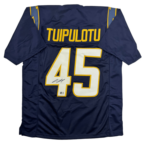 Autographed/Signed Tuli Tuipulotu LA Navy Blue Football Jersey JSA COA
