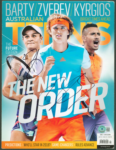 Alexander Zverev & Ashleigh Barty Signed Australian Tennis Magazine Cover BAS