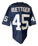 Rudy Ruettiger Notre Dame Signed Blue Football Jersey Never Quit BAS
