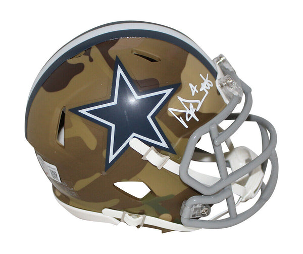 Dak Prescott Autographed/Signed Dallas Cowboys Camo Mini Helmet BAS 32783