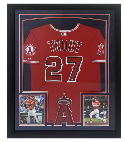 MIchael Nelson Trout Autographed Angels Authentic Framed Red Jersey MLB