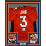 FRAMED Autographed/Signed DREW LOCK 33x42 Denver Orange Jersey Beckett BAS COA