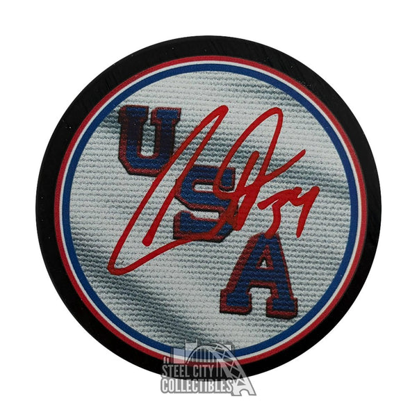 Auston Matthews Autographed Team USA 2026 Olympics Hockey Puck - Fanatics