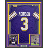 Framed Autographed/Signed Jordan Addison 35x39 Purple ALT Jersey JSA COA
