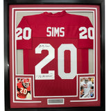 Framed Signed Billy Sims 78 HT 35x39 Oklahoma Maroon Jersey JSA COA