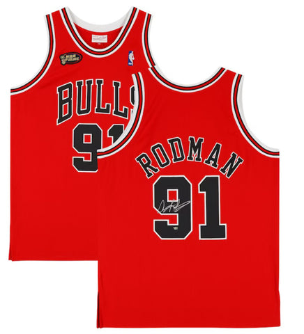 Dennis Rodman Autographed Bulls Finals Patch Authentic Jersey Fanatics