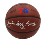 Julius Erving Signed Philadelphia 76ers Wilson Team Logo NBA Basketball