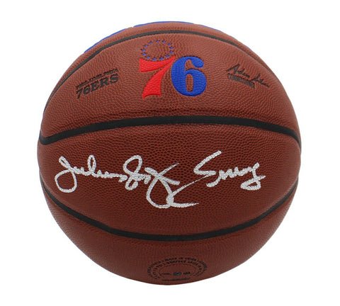 Julius Erving Signed Philadelphia 76ers Wilson Team Logo NBA Basketball