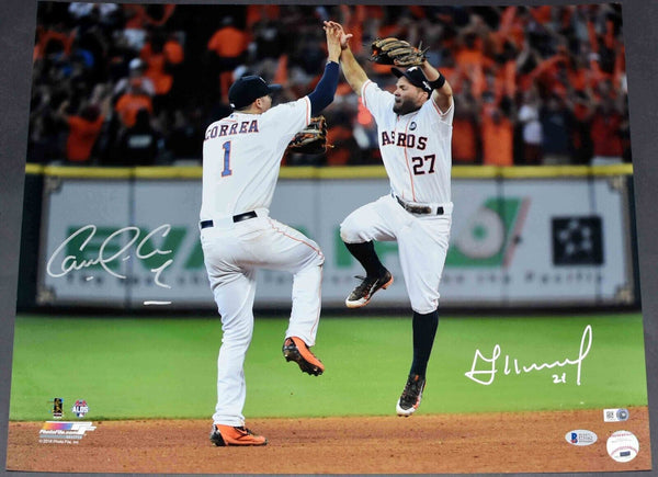 JOSE ALTUVE & CARLOS CORREA AUTOGRAPHED HOUSTON ASTROS 16x20 PHOTO BECKETT