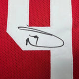 Framed Autographed/Signed Donte Whitner 35x39 Ohio State Red Jersey BAS COA