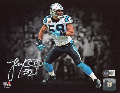 Luke Kuechly Autographed/Signed Carolina Panthers 8x10 Photo Beckett 40655
