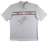 Oklahoma Barry Switzer "74-75-88 Natl Champs" Signed White Polo Shirt BAS Wit