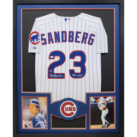 Ryne Sandberg Autographed Signed Framed Chicago Cubs NL Jersey JSA