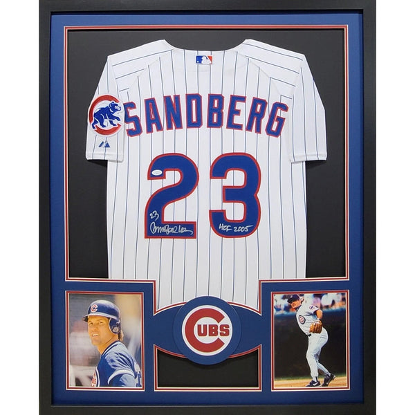Ryne Sandberg Autographed Signed Framed Chicago Cubs NL Jersey JSA