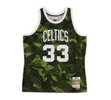 Larry Bird Signed Boston Celtic M&N Swingman Camo Ghost Green Jersey