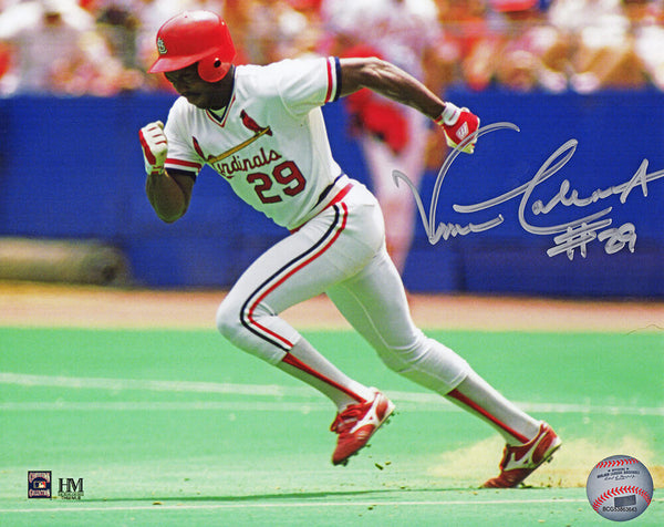 Vince Coleman Signed St. Louis Cardinals Stealing Base 8x10 Photo - (SS COA)