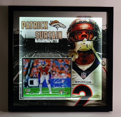 Patrick Surtain II Autographed 8x10 Photo Crouching Lighted Framed Beckett COA