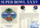 Ray Lewis Autographed Baltimore Ravens SB XXXV Patch Stat Card Beckett 54956
