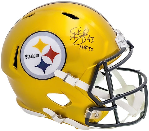TROY POLAMALU AUTOGRAPHED STEELERS FLASH FULL SIZE SPEED HELMET HOF 20 BECKETT