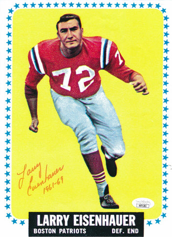 Larry Eisenhauer Wildman Autographed/Inscribed 8x10 Photo Boston Patriots JSA
