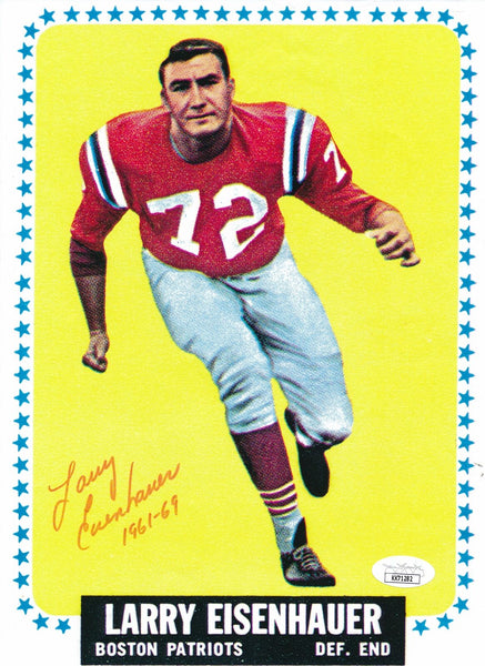 Larry Eisenhauer Wildman Autographed/Inscribed 8x10 Photo Boston Patriots JSA