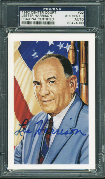 Lester Les Harrison Signed 3.5X5.5 1992 Center Court 22 Postcard PSA/DNA Slabbed