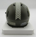 Rocky Bleier Signed/Inscr Salute To Service Mini Helmet Steelers Beckett 191562