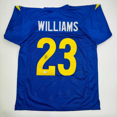 Autographed/Signed Kyren Williams Los Angeles LA Blue Football Jersey BAS COA #2
