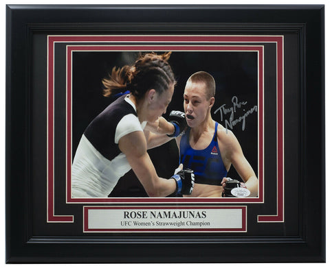 Thug Rose Namajunas Signed Framed 8x10 UFC Photo vs Michelle Waterson JSA