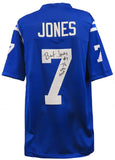 Bert Jones (COLTS) Signed Blue Custom Football Jersey w/76 MVP - (SCHWARTZ COA)