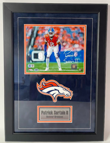 Patrick Surtain II Autographed Broncos 16.5x23 Photo Framed Beckett COA