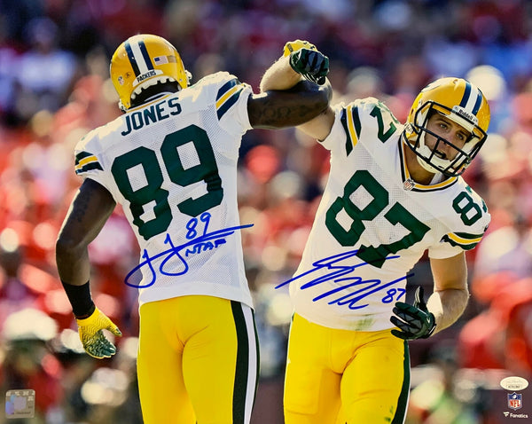 Packers SB Champs JORDY NELSON & JAMES JONES Signed 16x20 Photo #1 AUTO - JSA