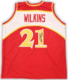 ATLANTA HAWKS DOMINIQUE WILKINS AUTOGRAPHED RED JERSEY "HOF" JSA STOCK #215699