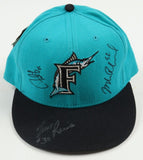 Mike Redmond, Tim Raines & Derrek Lee Signed Florida Marlins Fitted Hat/ JSA COA